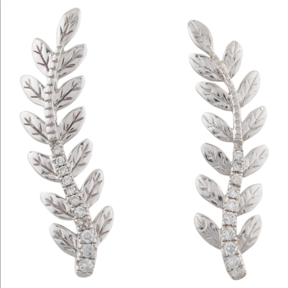 14k White Gold and Diamonds ear climbers